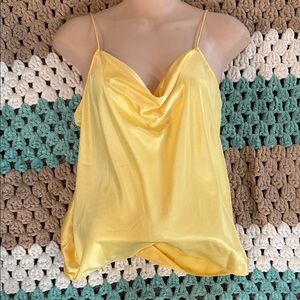Nine West Lemon Yellow Camisole Cowl Neck Top Shirt Blouse Womans sz XS